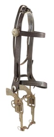 REVOLVER PISTOL BIT ON BASKETWEAVE BRIDLE