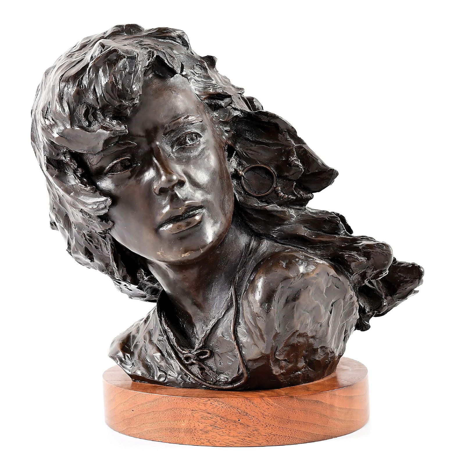 GRANT SPEED CA (1930-2011): A Narrow Escape from Hostiles Bronze 11 1/2" x 12" x 12" Inscribed in bronze: UG Speed © 1980 CA 20/40 1 5/8" wood base Dimensions: 11 1/2" x 12" x 13 5/8"