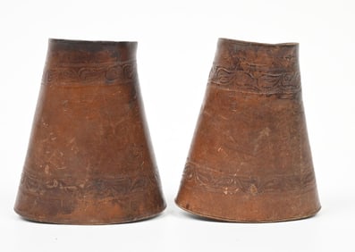 BROWN LEATHER EMBOSSED CUFFS