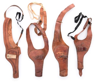LOT OF 4 WESTERN MAKER MARKED SHOULDER HOLSTERS