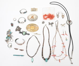 LARGE LOT OF VARIOUS NATIVE AMERICAN AND WESTERN JEWELRY