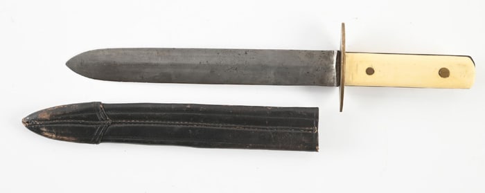 BOWIE KNIFE WITH LEATHER SHEATH