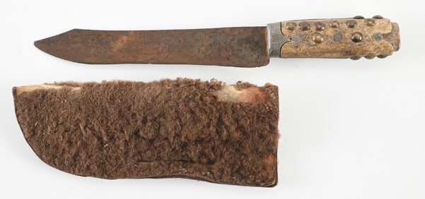 BUFFALO HIDE SHEATH AND KNIFE