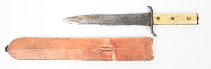 LARGE KNIFE IN LEATHER SHEATH