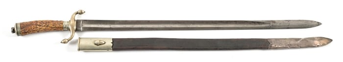 STAG HANDLED SWORD WITH SHEATH