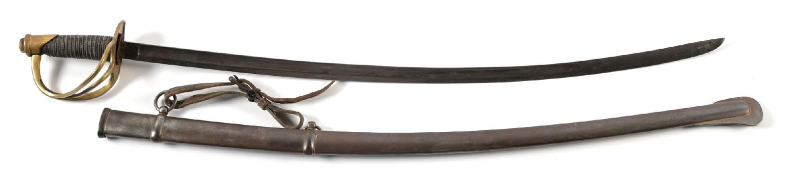 CIVIL WAR ERA US CAVALRY SABER DATED 1862: Cavalry saber with metal scabbard. Ricasso marked "U.S. / A.D.K. / 1862. ADK are the initials of US Wartime Government Inspector A.D. King. 42" length. CONDITION: Very good. Dimensions: 42" L.