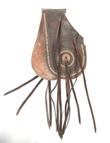 TOOLED LEATHER SADDLE BAGS WITH STRAPS