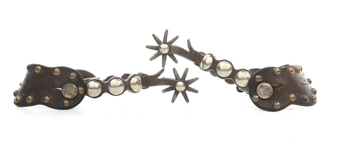 LARGE UNMARKED NICKEL SPOT SPURS.