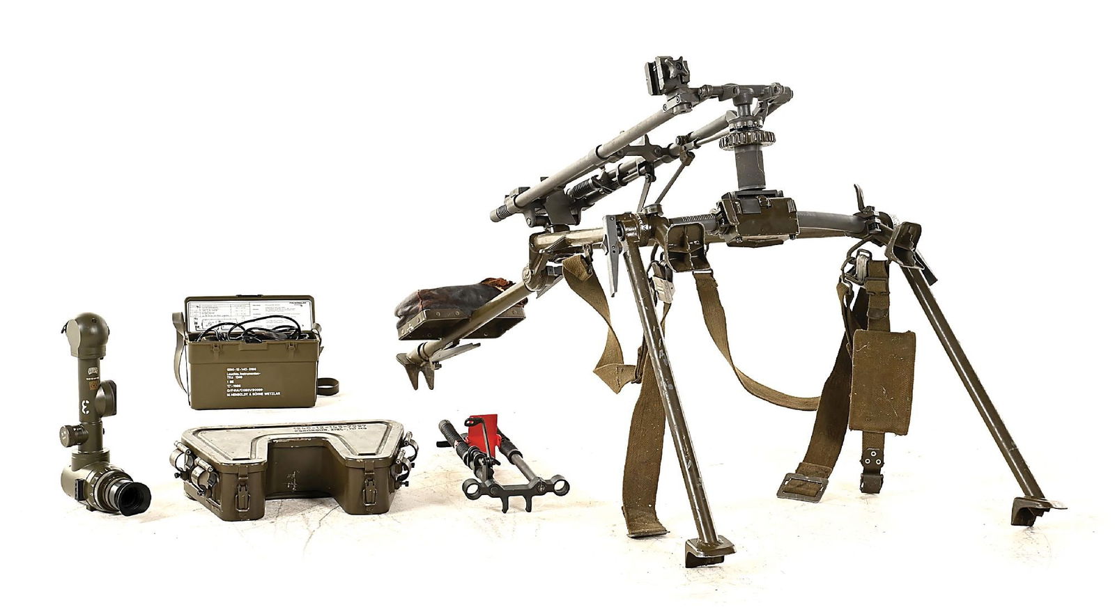 CLEAN GERMAN MG-3 (MG-42) TRIPOD WITH PERISCOPE, AND SPARE CRADLE ASSEMBLY.: Very nice early German MG-3 (soft) mount suitable for the MG-42 machine gun. Many prefer this mount for recreational use when shooting their MG-42 machine guns as these mounts are lighter and more man