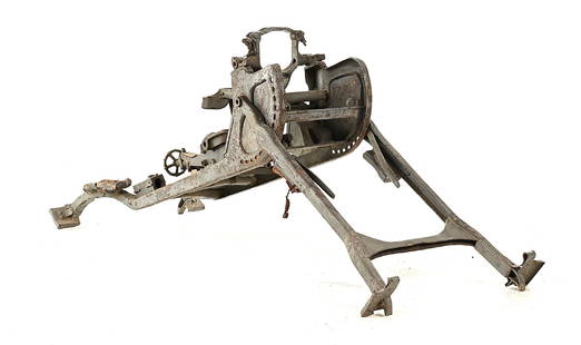DESIREABLE ORIGINAL GRAY PAINT GERMAN MG-08 MAXIM MACHINE GUN SLED MOUNT.: This is an original gray painted &#8220;18&#8221; dated sled mount for the Maxim MG-08 machine gun. It is readily apparent that this is the gray paint that was originally applied to it based upon how