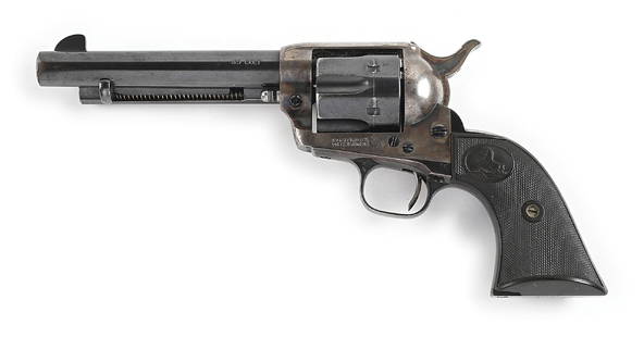 (C) COLT SINGLE ACTION ARMY .45 COLT REVOLVER WITH PROVENANCE.: Per the included Colt letter, this revolver shipped as a 5 - 1/2" .45 Colt with blued finish and rubber grips to R.J. Brady, address unavailable, on December 7th, 1925, in a shipment of 1 gun. Some in