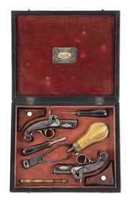 (A) CASED TRUE PAIR OF JOHN KRIDER PERCUSSION DERRINGERS.