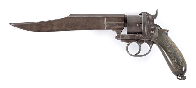 (A) DUMONTHIER PINFIRE CUT-AND-SHOOT DOUBLE ACTION REVOLVER WITHBOX OF CARTRIDGES
