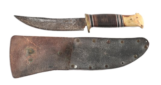 SCAGEL HUNTER IN RIVETED SHEATH.
