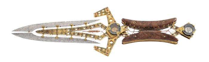 VAN BARNETT CUSTOM "ILLUSION MACHINE ART" FIXED BLADE DAGGER.