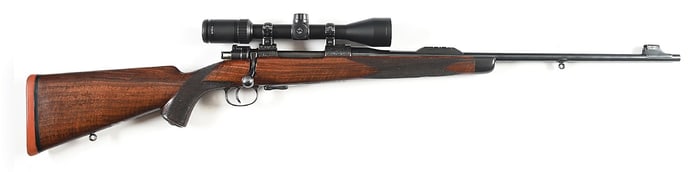 (C) CASED WESTLEY RICHARDS MAUSER BOLT ACTION RIFLE IN .30-06.