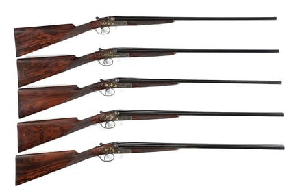(C) FANTASTIC SET OF FIVE SMALL BORE FRANCOTTE SIDE BY SIDE SHOTGUNS.