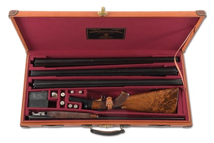 (C) FABULOUS WINCHESTER MODEL 21 SIDE BY SIDE 4 BARREL SET WITH 20, 28, AND .410 BORES.