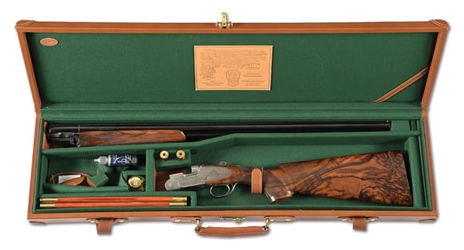 (M) STEDUTO ENGRAVED BERETTA S09 28 BORE OVER UNDER/SHOTGUN WITH CASE.