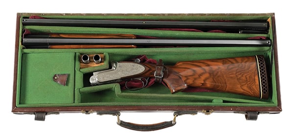 (M) PERAZZI SHO 12 GAUGE OVER/UNDER SHOTGUN, CASED, TWO BARREL SET.