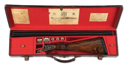 (C) CASED HOLLAND & HOLLAND BADMINTON SIDE BY SIDE 12 BORE SHOTGUN.