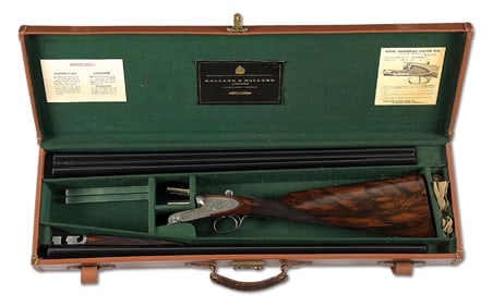 (C) CASED HOLLAND & HOLLAND ROYAL NO. 2 GRADE 12 BORE SIDE BY SIDE SHOTGUN 2 BARREL SET.