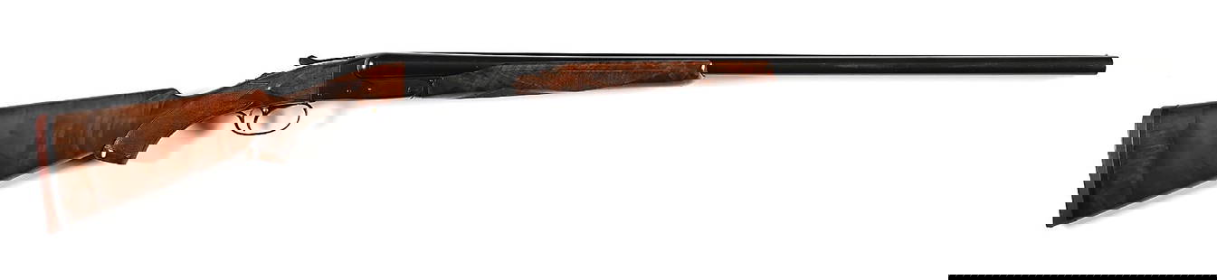(C) WINCHESTER MODEL 12 DUCK GRADE SIDE BY SIDE SHOTGUN.: Per the included Cody letter, this gun shipped as a G2102 Duck Grade, made for stock, as a 12 gauge with 30" full choked barrels, 3" chambers, a pistol grip stock, Winchester recoil pad, and was recei