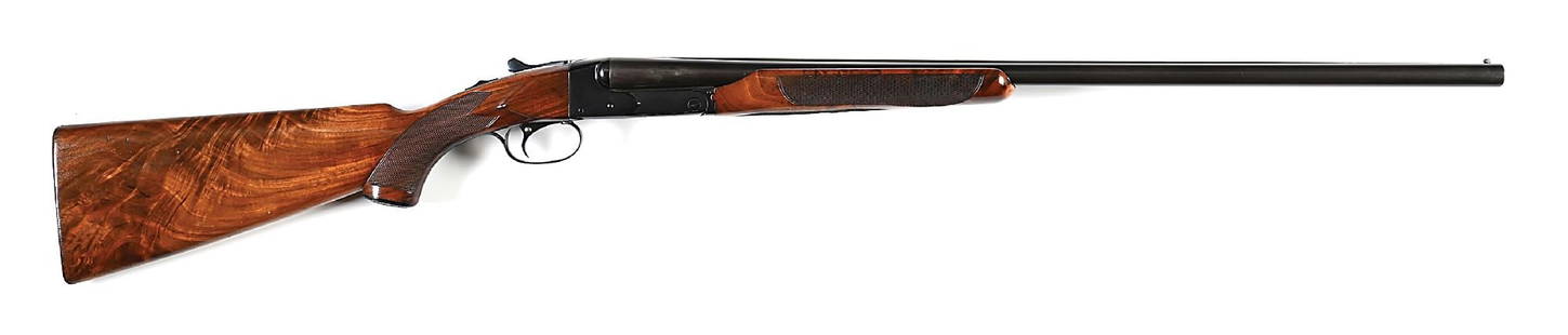 (C) SKEET GRADE WINCHESTER MODEL 21 16 BORE SIDE BY SIDE SHOTGUN.: Winchester Model 21 Skeet Grade 16 ga ejector gun with &#8220;Winchester Proof Steel&#8221; 28&#8221; barrels. The gun is choked negative and improved cylinder while the barrels are marked &#8220;WS-1
