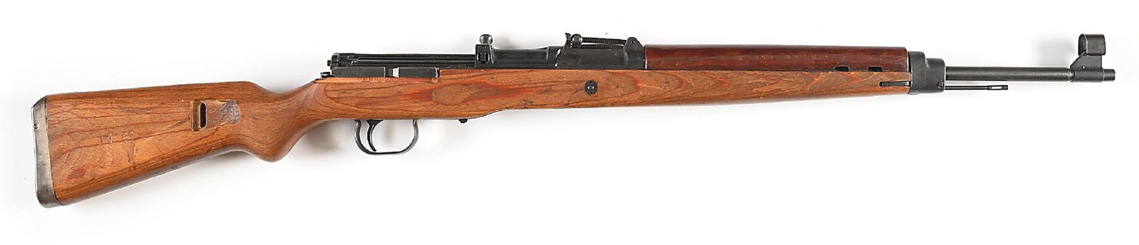 (C) FINE BERLIN-LUBECKER DUV 44 CODE G.43 SEMI-AUTOMATIC RIFLE.: Manufactured in 1944. Full arsenal blued finish. The rough forged receiver is marked on the milled flat with eagle firing proof, eagle over "214" waffenamt, serial number, "G.43" designation, and "duv