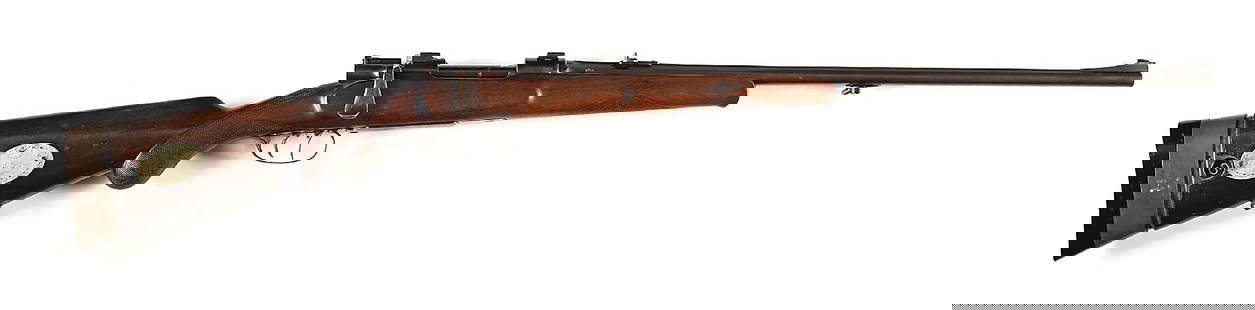 (C) INSCRIBED PRE-WAR DWM MODEL 1895 BOLT ACTION RIFLE.: This is a very interesting rifle. It has the patented ENGELS Decelerator, a shock absorbing butt plate, professionally installed, which reads "Autom Sicherung Arrellerung DRP Auslands. Deutsches Reich