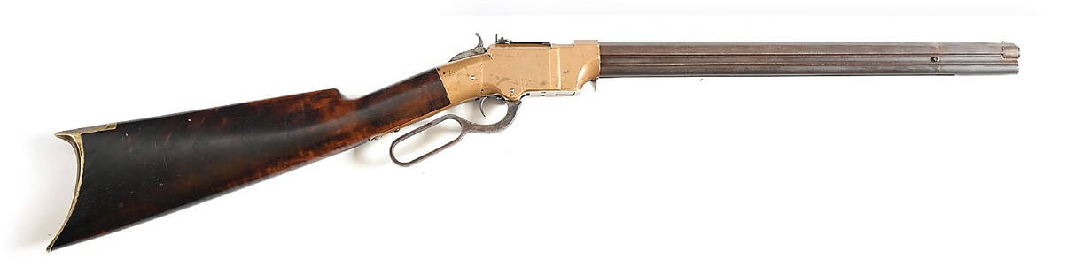 (A) ASSEMBLED VOLCANIC REPEATING ARMS CO. LEVER ACTION CARBINE.: Between 1855 and 1857 the Volcanic Repeating Arms Co. produced a scant few brass frame carbines. The New Haven Arms Co. continued production building approximately 1000 carbines prior to the introduct