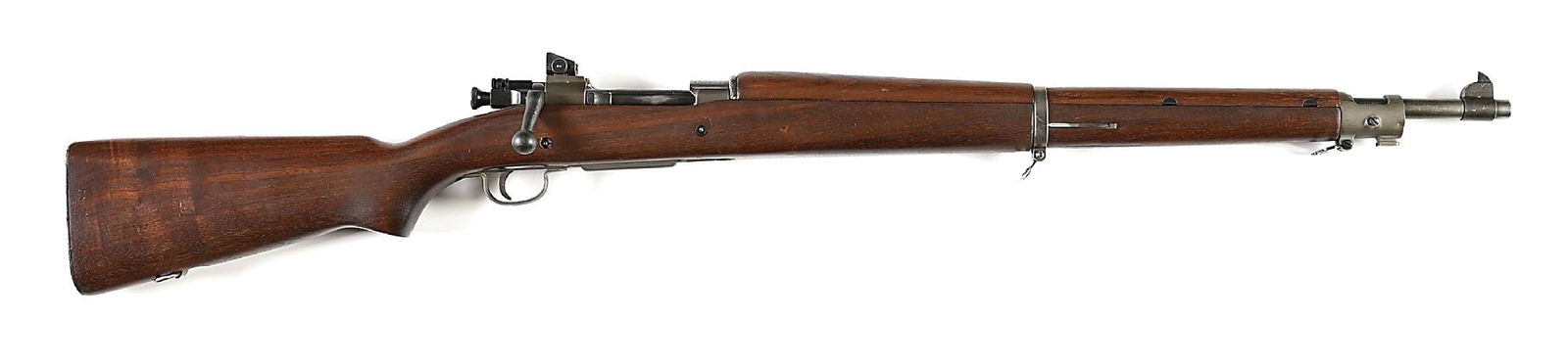 (C) U.S. REMINGTON MODEL 03-A3 BOLT ACTION RIFLE.: The Remington barrel is dated 10-43. All standard A3 features including parkerized with blue bolt and A3 rear sight, pressed steel parts with a field replacement scant stock with no cartouche stamps o