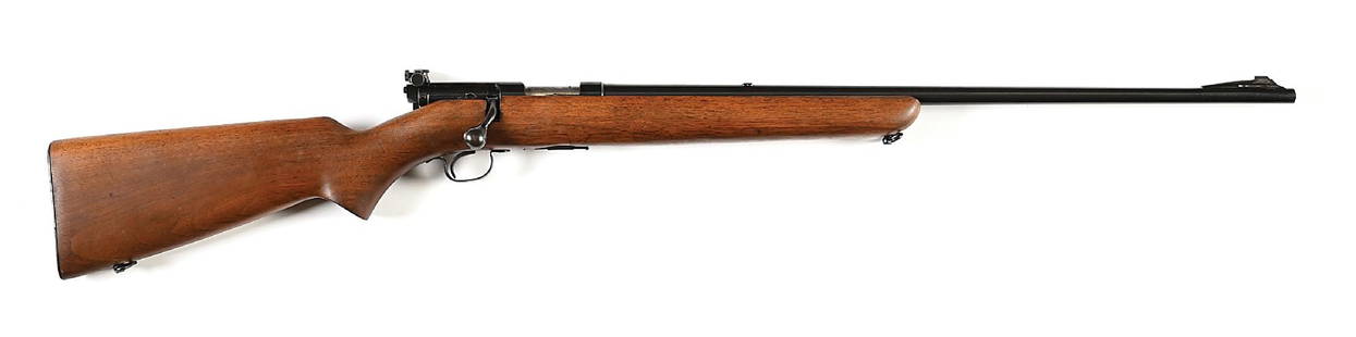 (C) WINCHESTER MODEL 43 BOLT ACTION RIFLE IN .25-20 (1948).: Circa 1948. The majority of these rifles are chambered in .218 Bee and .22 Hornet, with production of the .25-20 and .32-20 less than 10% of this total. Features standard blue finish, ramp front sight