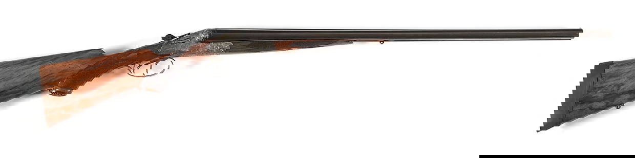 (C) ENGRAVED THIEME & SCHLEGELMILCH NIMROD GEWEHRFABRIK MODEL 12 BORE SIDE BY SIDE SHOTGUN.: This 19th century famed gun shop operated on Main Street in Suhl until Schlegelmilch died in 1934 where as the company was purchased and moved. The Nimrod Gewehrfabrik model was made from 1934-1937. T