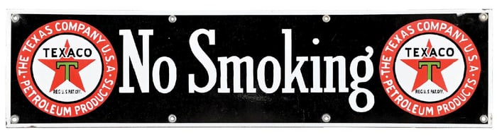 TEXACO NO SMOKING PORCELAIN SERVICE STATION SIGN.