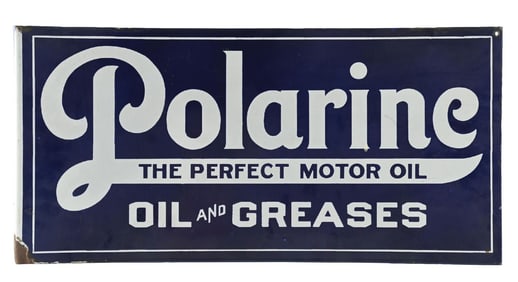 POLARINE OIL & GREASES PORCELAIN FLANGE SIGN.