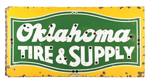 OKLAHOMA TIRE & SUPPLY PORCELAIN NEON SKIN SIGN.
