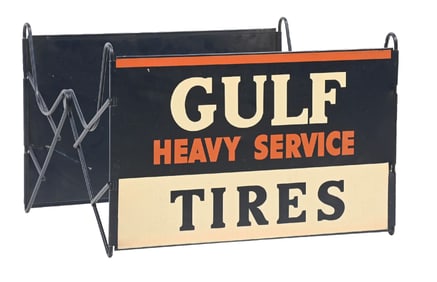 GULF HEAVY SERVICE TIRES NOS SERVICE STATION TIRE DISPLAY W/ ORIGINAL BOX.