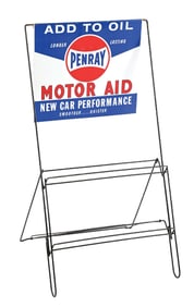 PENRAY MOTOR AID TIN CAN RACK W/ SIGN.