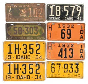 COLLECTION OF 8: VARIOUS IDAHO LICENSE PLATES.