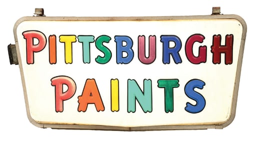PITTSBURGH PAINTS EMBOSSED PLASTIC LIGHT UP SIGN.