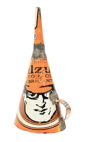 UNIQUE OILZUM MOTOR OIL FOLK ART FUNNEL.