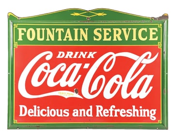 COCA COLA FOUNTAIN SERVICE PORCELAIN SIGN.