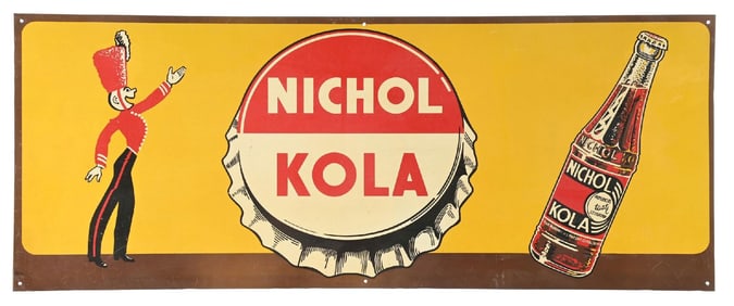 NICHOL KOLA TIN SIGN W/ BOTTLE GRAPHIC.