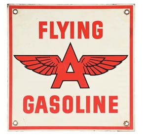 FLYING A GASOLINE PORCELAIN PUMP PLATE SIGN