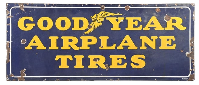 RARE GOODYEAR AIRPLANE TIRES PORCELAIN SIGN