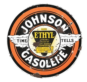 RARE JOHNSON ETHYL GASOLINE PORCELAIN SIGN