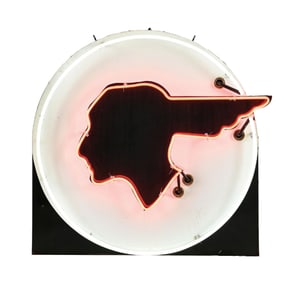 UNIQUE BLACK & WHITE PONTIAC AUTOMOBILES PORCELAIN NEON SIGN.