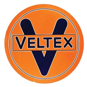 VELTEX GASOLINE PORCELAIN SERVICE STATION SIGN.