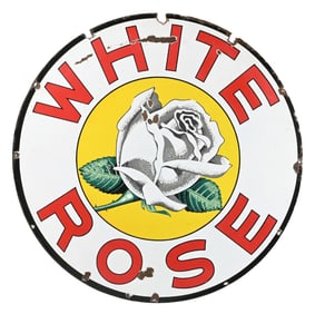 WHITE ROSE GASOLINE PORCELAIN SIGN.